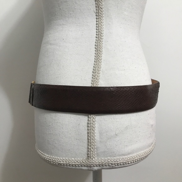 W. Kleinberg Brown Snakeskin Belt with Gold Clip main image 6